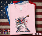 Patriotic Baseball Dabbing Shirt, American Flag Baseball Player Tee, Funny 4th of July Baseball Shirt, USA Sports Fan Gift Top Forth of July