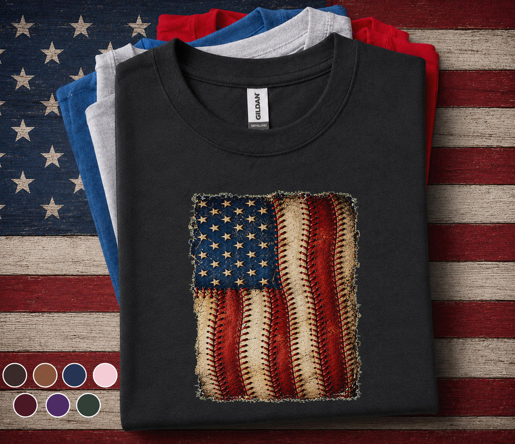 American Flag Baseball Shirt, Patriotic Baseball USA Tee