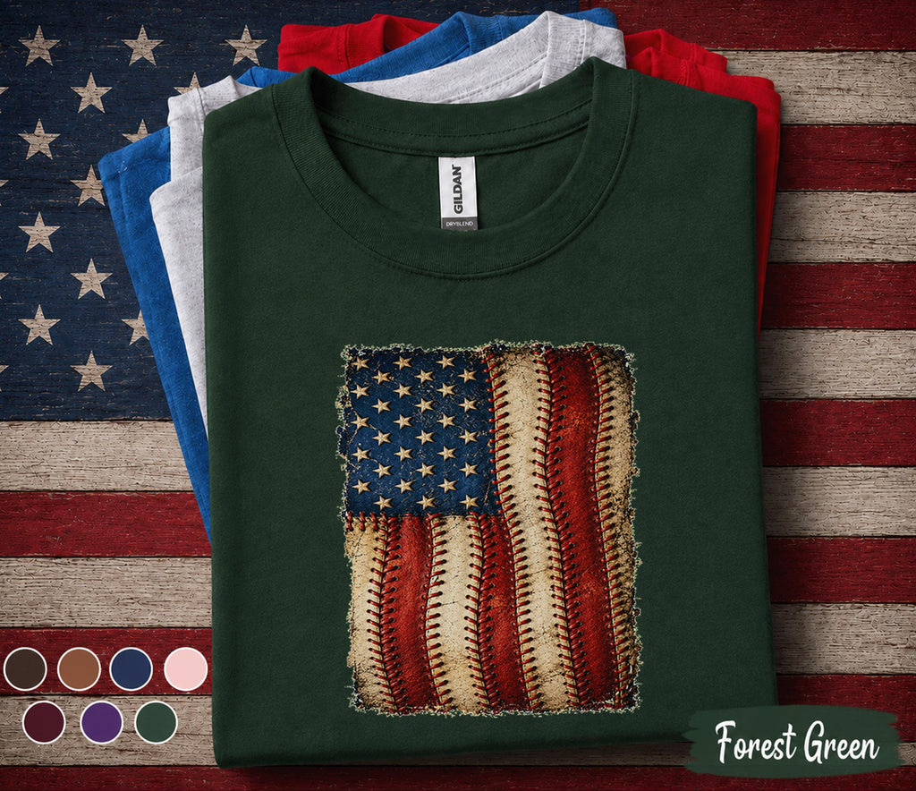 American Flag Baseball Shirt, Patriotic Baseball USA Tee, Vintage 4th of July Baseball Fan Shirt, Independence Day Sports Gift Forth of July