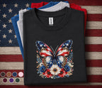 Patriotic Butterfly Shirt, American Flag Butterfly Tee, Floral USA Independence Day Shirt, 4th of July Women Patriotic Gift Forth of July