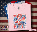 Prayers and Popsicles Shirt, Patriotic Popsicle Tee, Funny 4th of July Shirt, Independence Day Summer Party Graphic Top Forth of July
