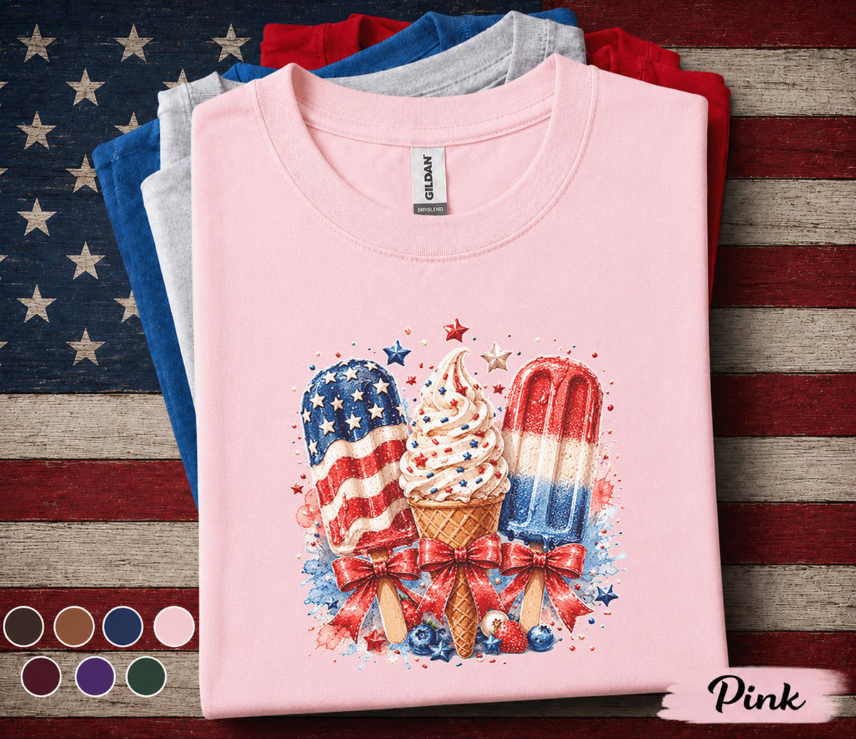 Patriotic Ice Cream Shirt, 4th of July Popsicle Tee