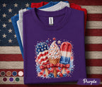 Patriotic Ice Cream Shirt, 4th of July Popsicle Tee, Red White Blue Dessert Shirt, Independence Day Summer Party Forth of July Top
