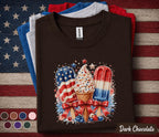 Patriotic Ice Cream Shirt, 4th of July Popsicle Tee, Red White Blue Dessert Shirt, Independence Day Summer Party Forth of July Top