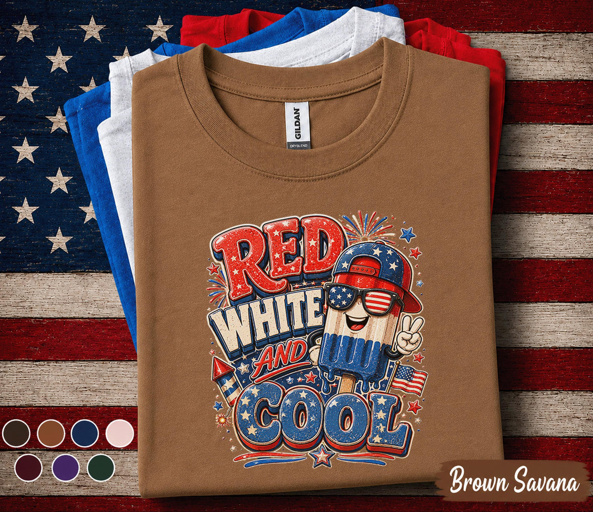 Red White And Cool Shirt, Patriotic Popsicle 4th of July Tee, Funny Independence Day Shirt, Red White Blue Summer Forth of July Top