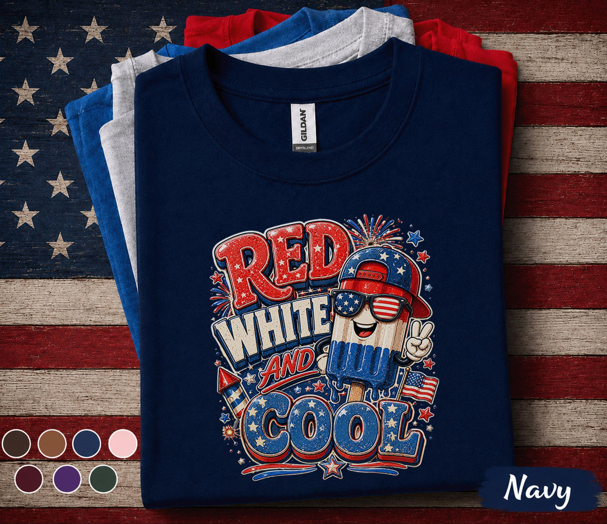 Red White And Cool Shirt, Patriotic Popsicle 4th of July Tee, Funny Independence Day Shirt, Red White Blue Summer Forth of July Top
