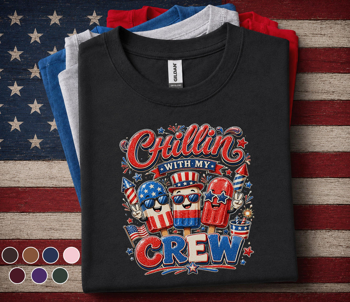 Chillin With My Crew Shirt, Patriotic Popsicle 4th of July Tee