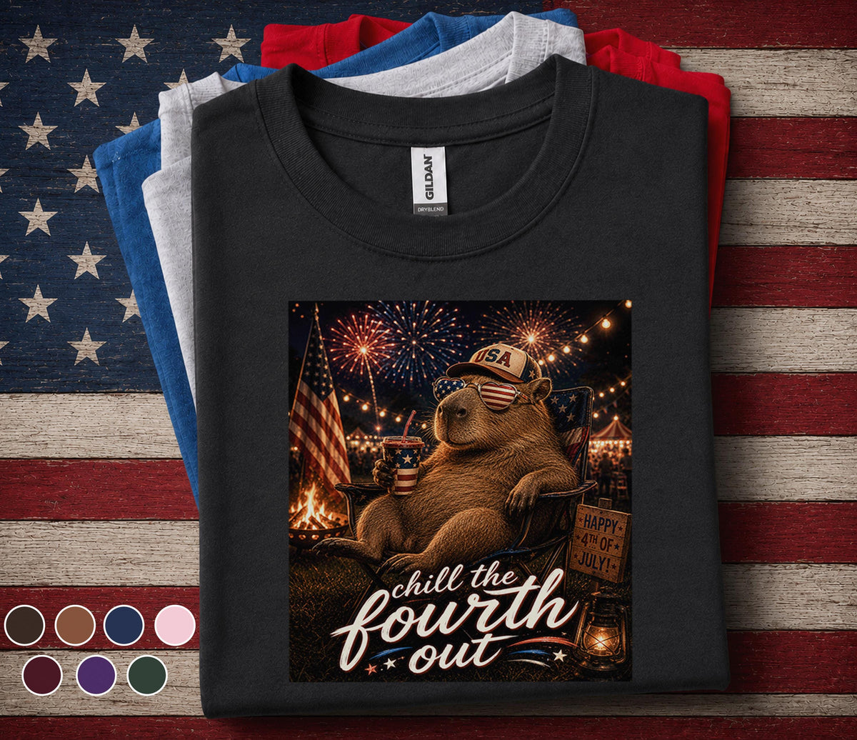 Chill The Fourth Out Capybara Shirt, Funny 4th of July Capybara Tee
