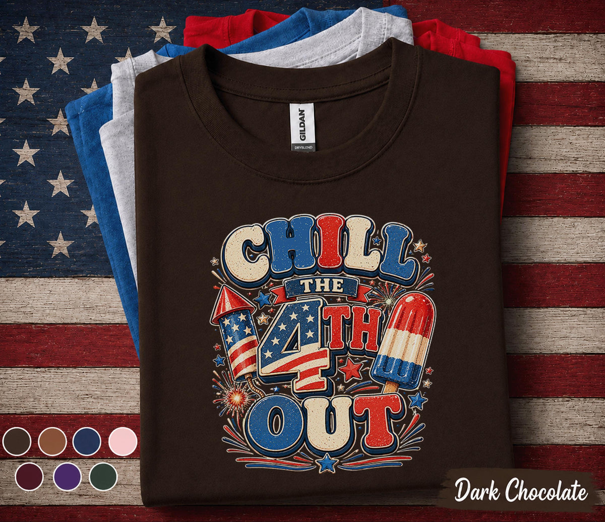 Chill The 4th Out Shirt, Funny 4th of July Popsicle Tee, Patriotic Independence Day Shirt, Red White Blue Summer Holiday Top Forth of July
