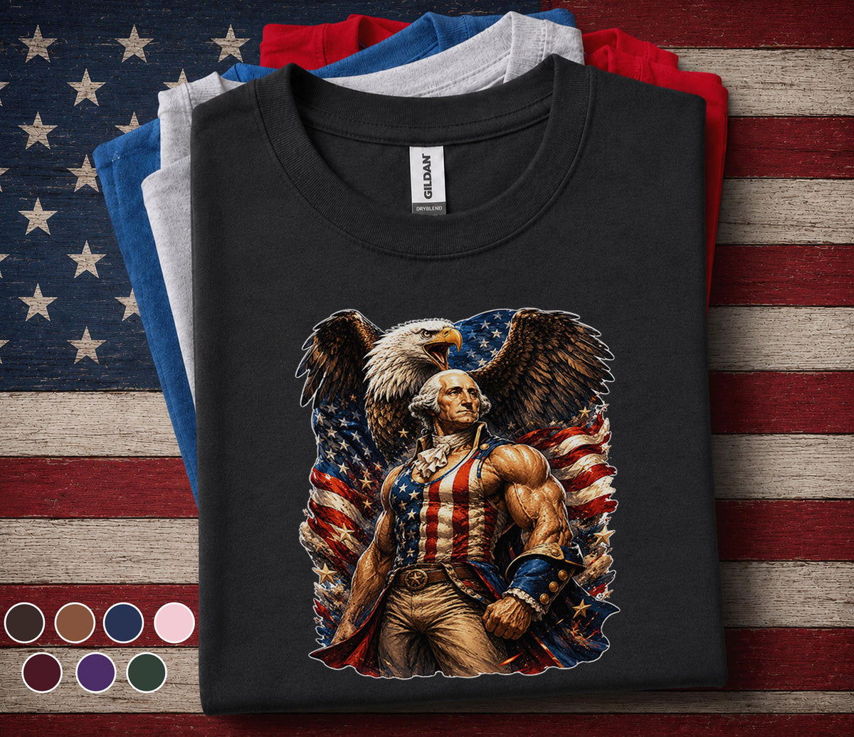 George Washington Patriotic Shirt, 4th of July Eagle Tee