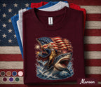 George Washington Riding Shark Shirt, Funny Patriotic 4th of July Tee, American Flag Fireworks USA Independence Day Shirt Forth of July
