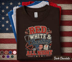 Red White And Charting All Night Shirt, Patriotic Nurse Shirt, 4th of July Nurse Tee, RN Independence Day Medical Worker Gift Forth of July