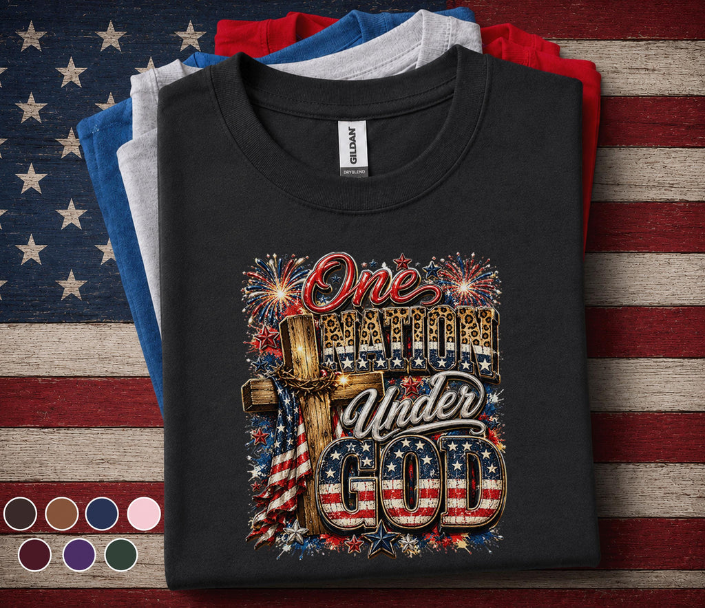 One Nation Under God Shirt, Christian Patriotic 4th of July Tee