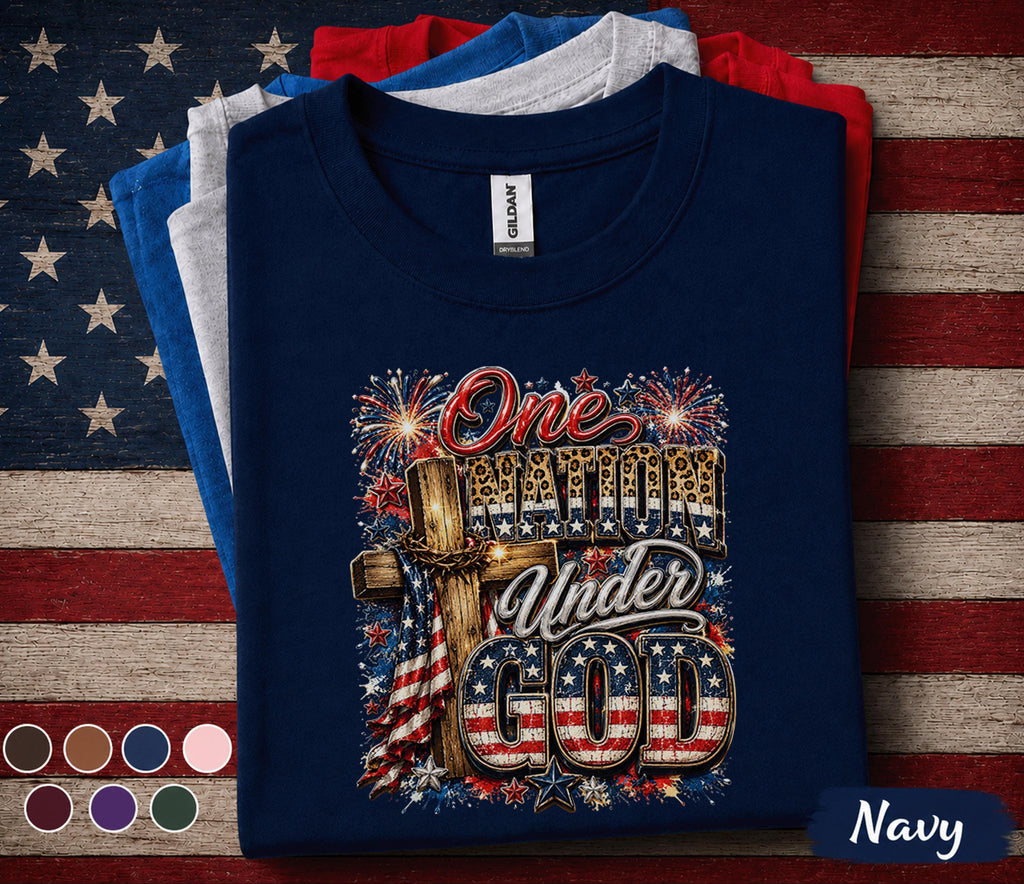 One Nation Under God Shirt, Christian Patriotic 4th of July Tee, Faith Based Independence Day Shirt, America Freedom Gift Forth of July