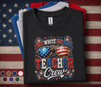 Red White and Blue Teacher Crew Shirt, Patriotic Teacher Tee