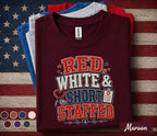 Red White and Short Staffed Nurse Shirt, Patriotic Healthcare Worker Tee, 4th of July Nurse Gift, USA Medical Staff Forth of July