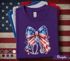 Patriotic Nurse Bow Shirt, 4th of July Nurse Tee, American Flag Stethoscope Shirt, USA Healthcare Worker Independence Day Gift Forth of July