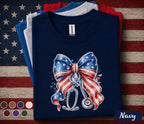Patriotic Nurse Bow Shirt, 4th of July Nurse Tee, American Flag Stethoscope Shirt, USA Healthcare Worker Independence Day Gift Forth of July