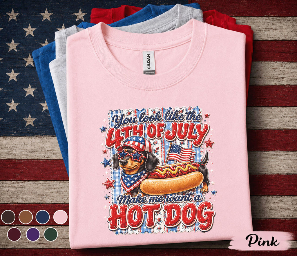 You Look Like The 4th of July Hot Dog Shirt, Patriotic Dachshund Tee, Funny Wiener Dog Independence Day Shirt, USA Party Gift Forth of July