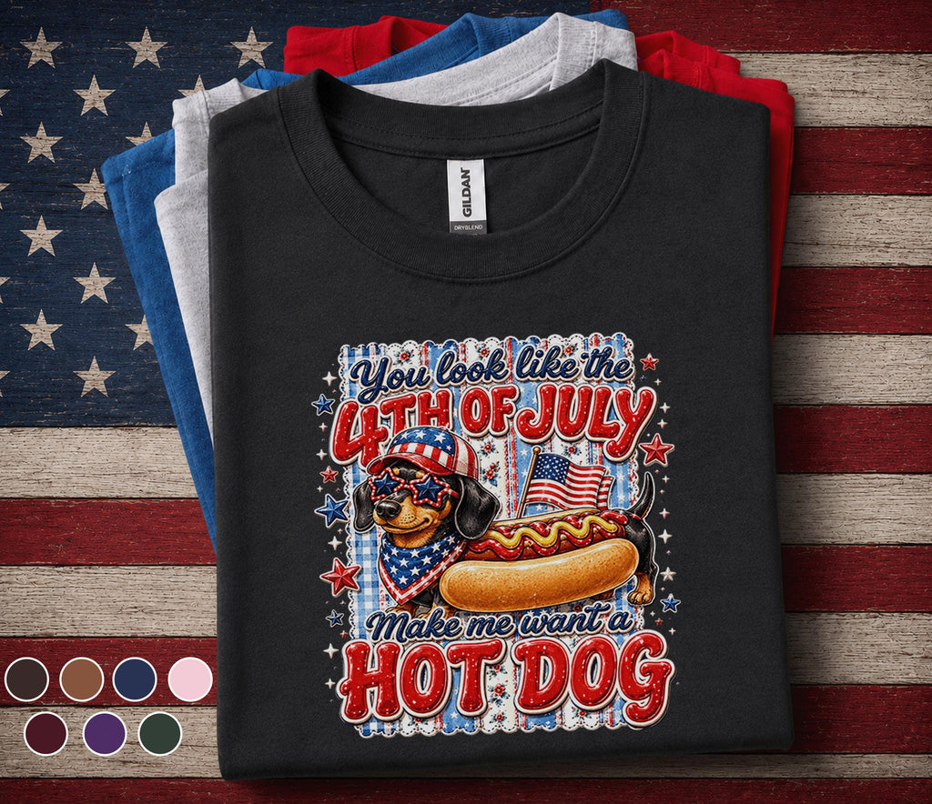You Look Like The 4th of July Hot Dog Shirt, Patriotic Dachshund Tee