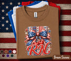 RN Patriotic Bow Shirt, Registered Nurse 4th of July Tee, American Flag Cherry Bow Nurse Top, USA Independence Day Gift Forth of July
