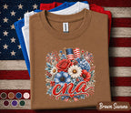 CNA Patriotic Floral Shirt, Certified Nursing Assistant 4th of July Tee, American Flag Flower Healthcare Worker Gift Top Forth of July