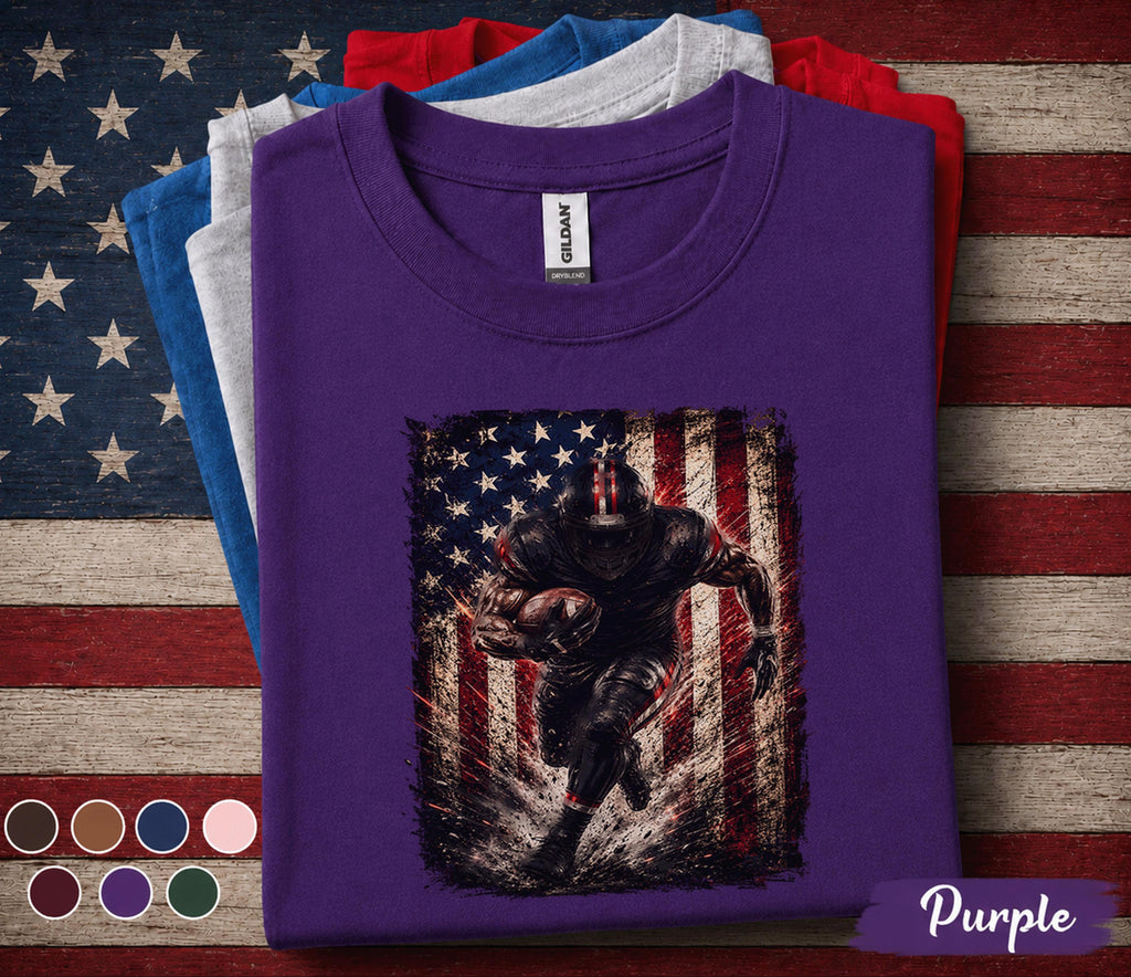 Patriotic Football Player Shirt, 4th of July Football Tee, American Flag Sports Shirt, USA Football Fan Gift, Top Forth of July Football