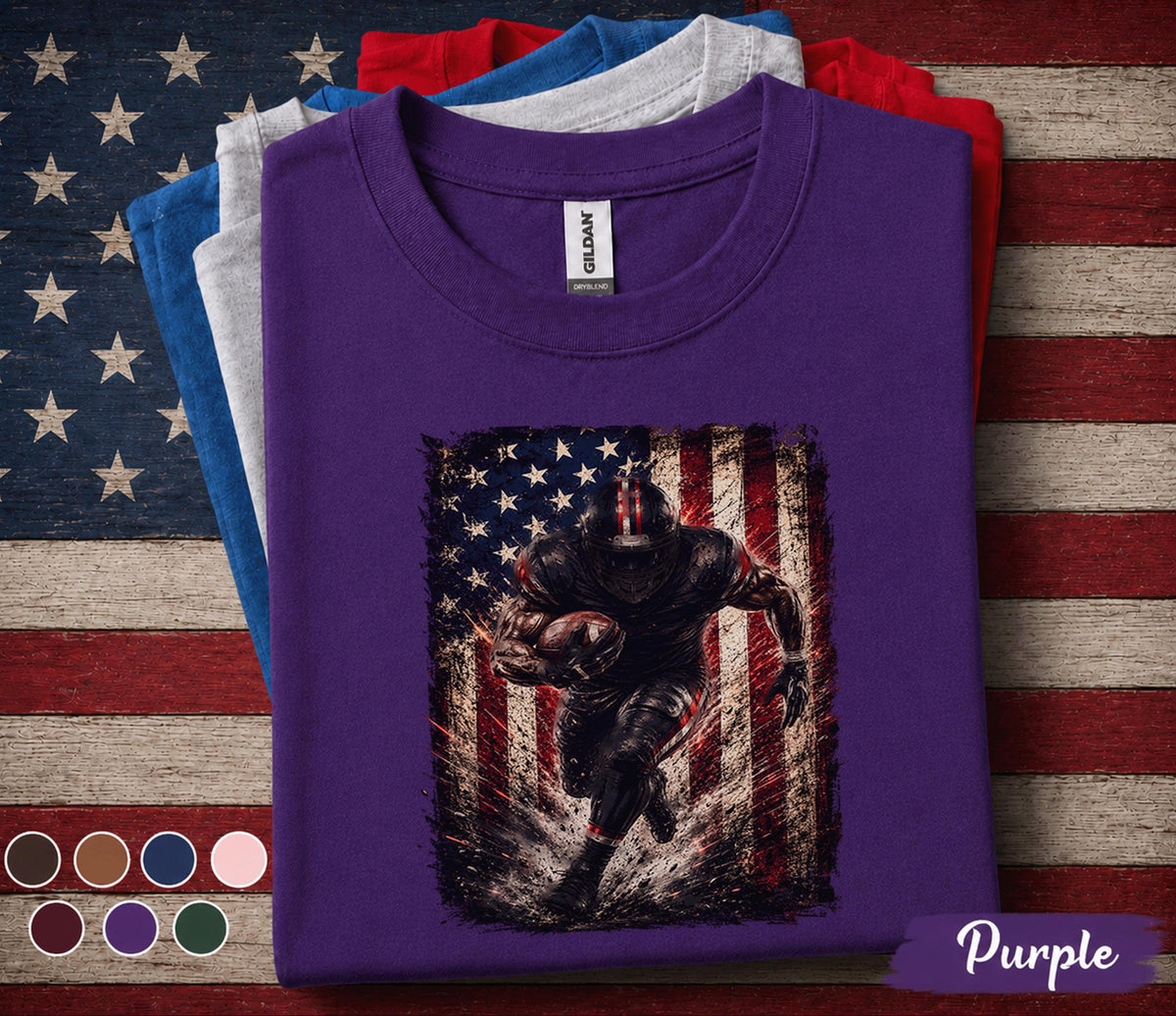 Patriotic Football Player Shirt, 4th of July Football Tee, American Flag Sports Shirt, USA Football Fan Gift, Top Forth of July Football