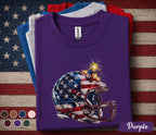 Patriotic Football Helmet Shirt, 4th of July Football Tee, American Flag Helmet Shirt, USA Football Fan Gift, Forth of July Football
