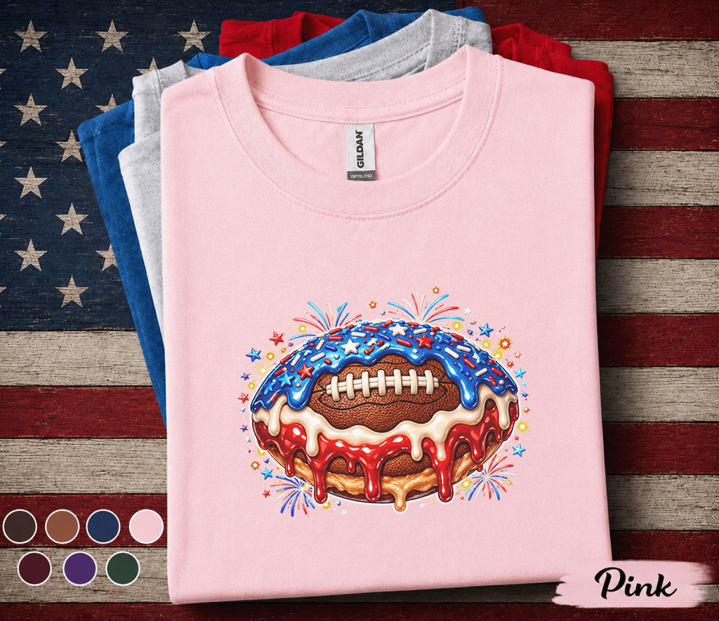 Patriotic Football Drip Shirt, 4th of July Football Fan Tee, American Flag Football Dessert Shirt, USA Sports Lover Gift Top Forth of July