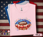 Patriotic Football Drip Shirt, 4th of July Football Fan Tee, American Flag Football Dessert Shirt, USA Sports Lover Gift Top Forth of July