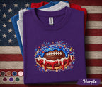 Patriotic Football Drip Shirt, 4th of July Football Fan Tee, American Flag Football Dessert Shirt, USA Sports Lover Gift Top Forth of July