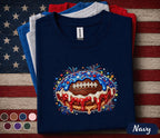 Patriotic Football Drip Shirt, 4th of July Football Fan Tee, American Flag Football Dessert Shirt, USA Sports Lover Gift Top Forth of July