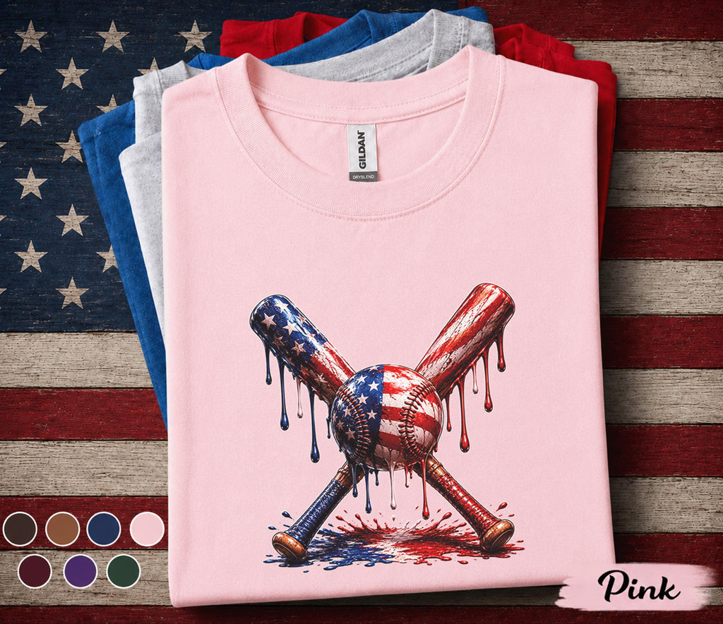 Patriotic Baseball Shirt, Forth of July Kids Youth Boy American Flag Baseball Drip Tee, 4th of July Baseball Shirt, USA Baseball Player Gift