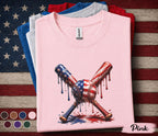 Patriotic Baseball Shirt, Forth of July Kids Youth Boy American Flag Baseball Drip Tee, 4th of July Baseball Shirt, USA Baseball Player Gift