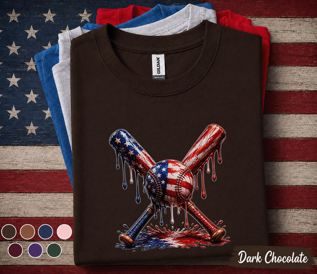 Patriotic Baseball Shirt, Forth of July Kids Youth Boy American Flag Baseball Drip Tee, 4th of July Baseball Shirt, USA Baseball Player Gift