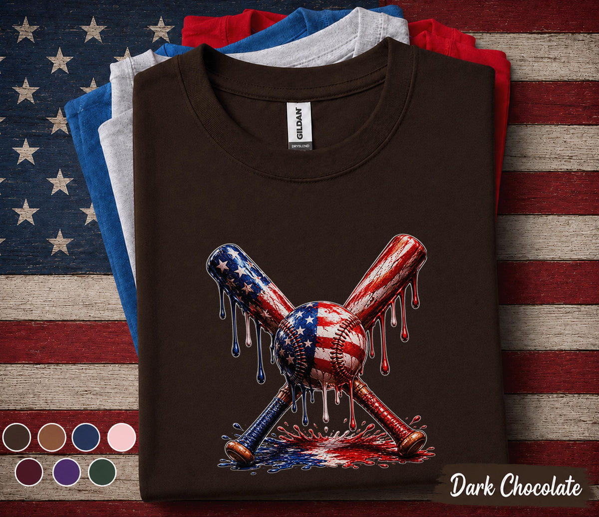 Patriotic Baseball Shirt, Forth of July Kids Youth Boy American Flag Baseball Drip Tee, 4th of July Baseball Shirt, USA Baseball Player Gift