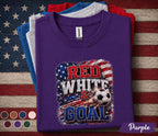 Red White And Goal Soccer Shirt, Patriotic 4th Of July Soccer Tee, USA Football Fan Gift, Independence Day Match Day Shirt Forth of July Boy