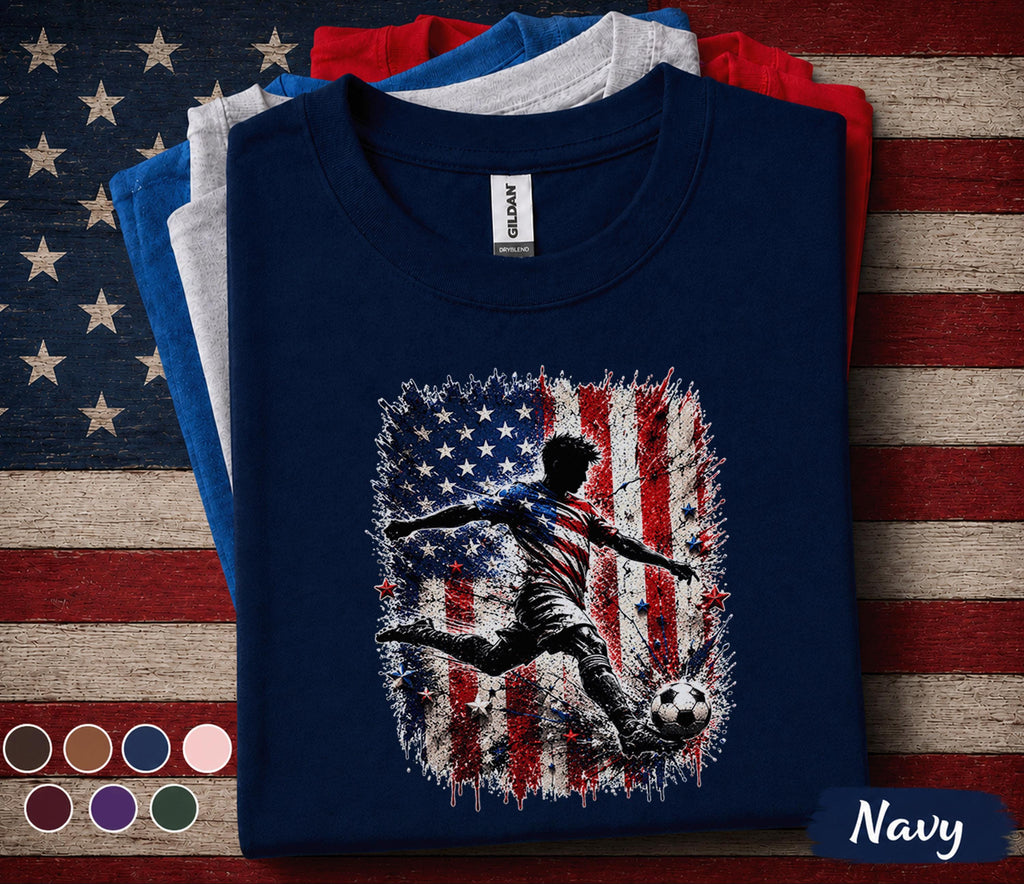 Patriotic Soccer Player Shirt, 4th Of July Soccer Tee, USA Flag Football Shirt, Independence Day Athlete Gift, Match Day Top Forth of July