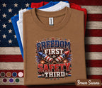 Freedom First Safety Third Shirt, Funny 4th Of July Fireworks Tee, Patriotic Independence Day Shirt, USA Freedom Celebration Forth of July