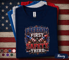 Freedom First Safety Third Shirt, Funny 4th Of July Fireworks Tee, Patriotic Independence Day Shirt, USA Freedom Celebration Forth of July
