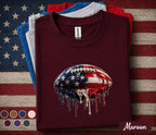 Patriotic Football Shirt, Kids Youth Boy 4th Of July Football Tee American Flag Football Shirt, USA Sport Fan Independence Day Forth of July