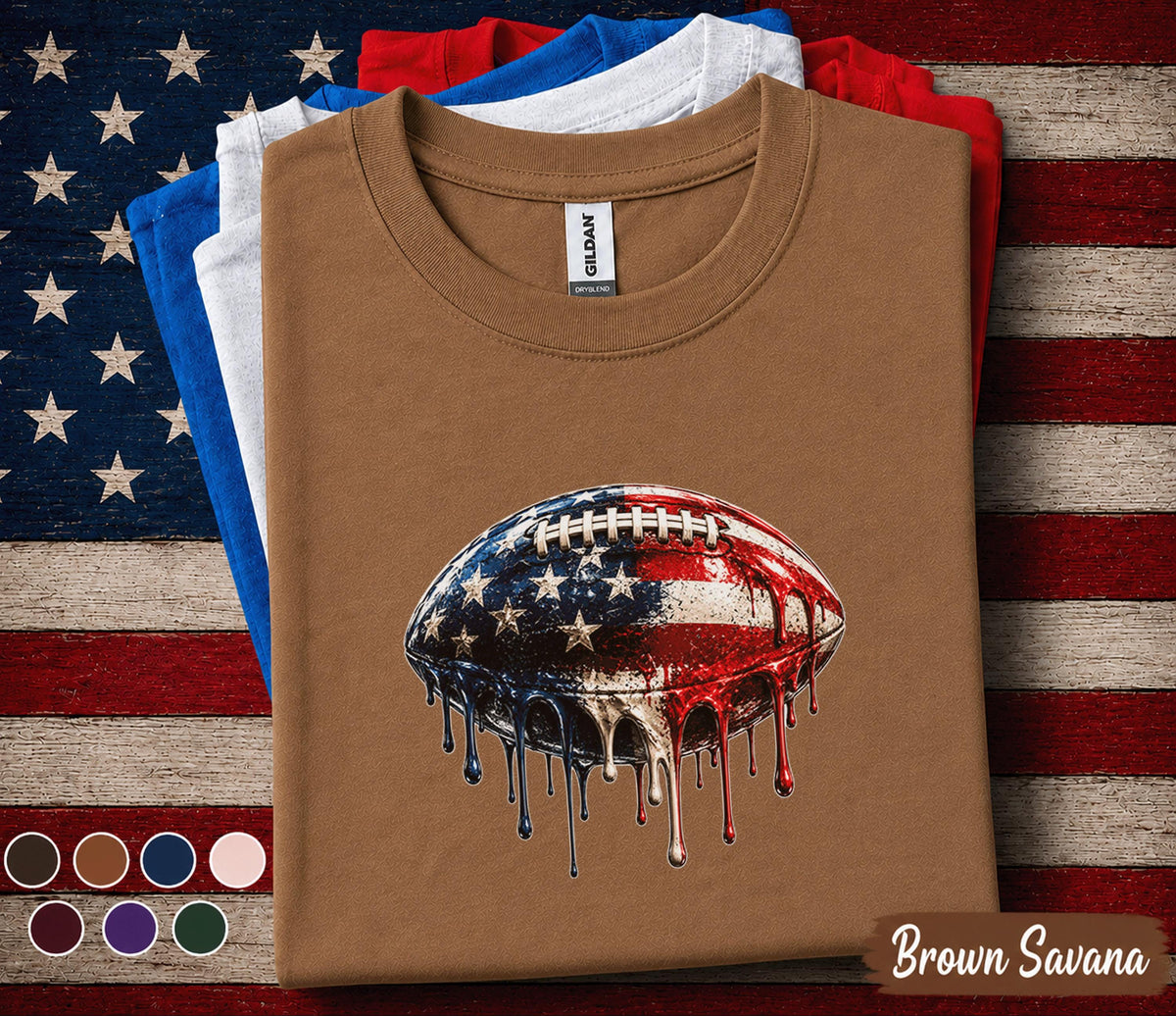 Patriotic Football Shirt, Kids Youth Boy 4th Of July Football Tee American Flag Football Shirt, USA Sport Fan Independence Day Forth of July