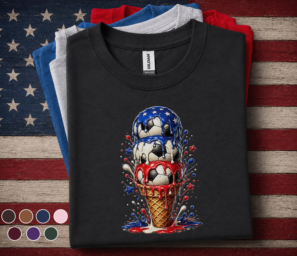 Patriotic Soccer Ice Cream Shirt, 4th Of July Soccer Tee