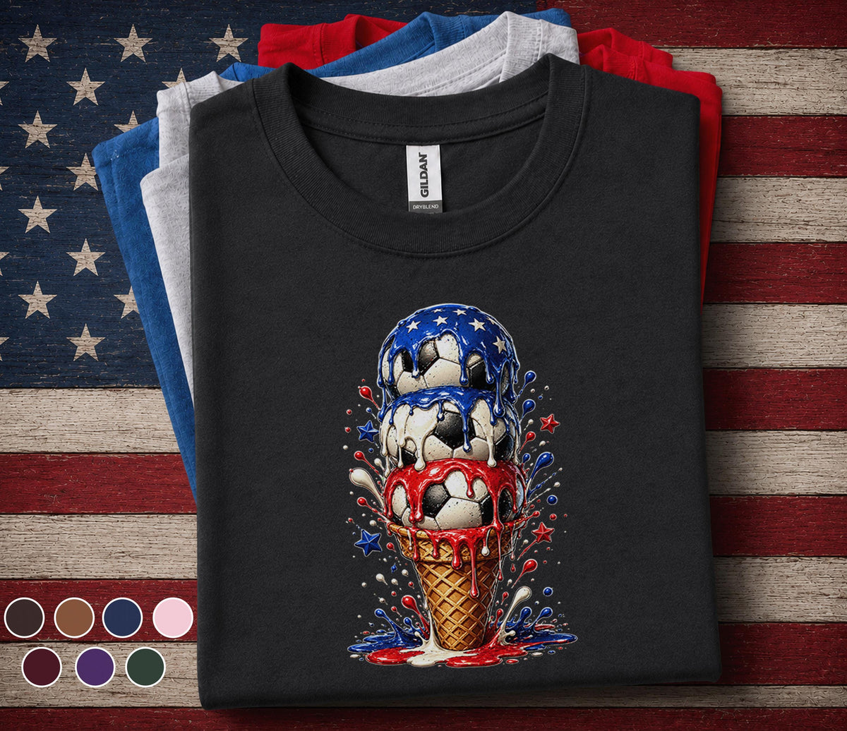 Patriotic Soccer Ice Cream Shirt, 4th Of July Soccer Tee