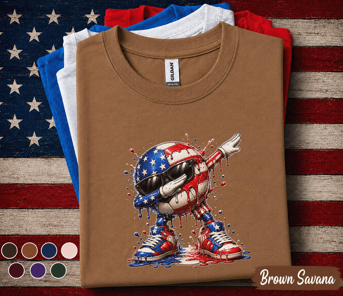 Patriotic Dabbing Soccer Shirt, 4th Of July Soccer Tee, American Flag Soccer Player Shirt, USA Independence Day Sports Top Forth of July