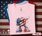 Patriotic Dabbing Soccer Shirt, 4th Of July Soccer Tee, American Flag Soccer Player Shirt, USA Independence Day Sports Top Forth of July