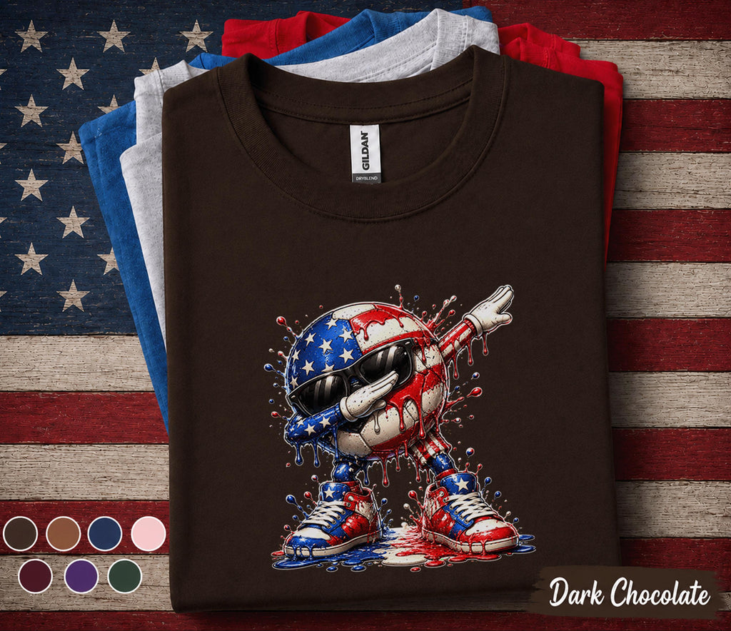 Patriotic Dabbing Soccer Shirt, 4th Of July Soccer Tee, American Flag Soccer Player Shirt, USA Independence Day Sports Top Forth of July
