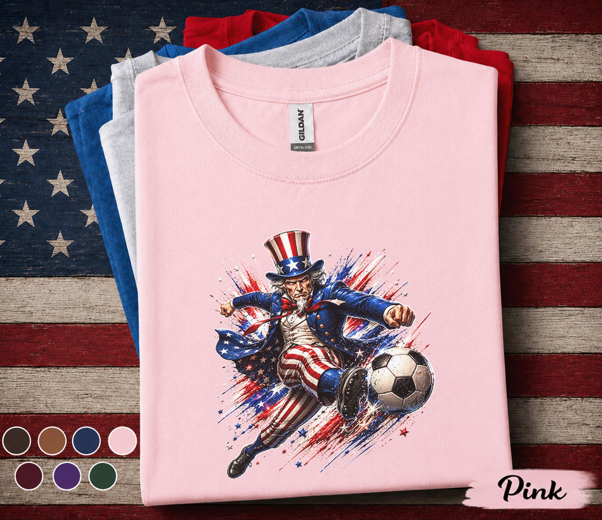 Uncle Sam Soccer Shirt, Patriotic Soccer Player Tee, 4th Of July Soccer Fan Shirt, American Flag Independence Day Sports Top Forth of July