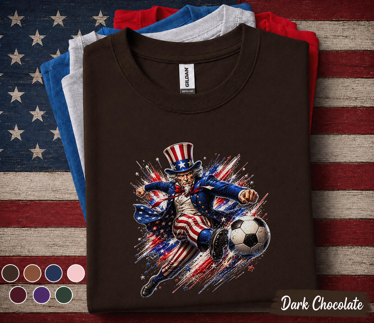 Uncle Sam Soccer Shirt, Patriotic Soccer Player Tee, 4th Of July Soccer Fan Shirt, American Flag Independence Day Sports Top Forth of July